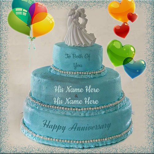  Write Couple Name On Romantic Dip Anniversary Cake