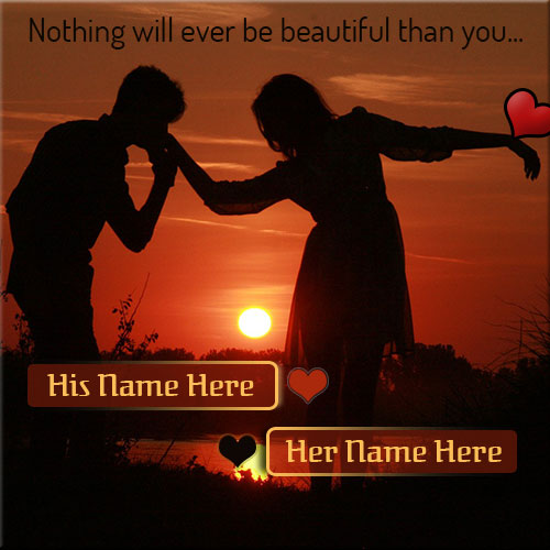 Create Your Name On Lovely Couple at Sunset Picture