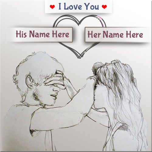 Boy And Girl Love Art Picture With Custom Name